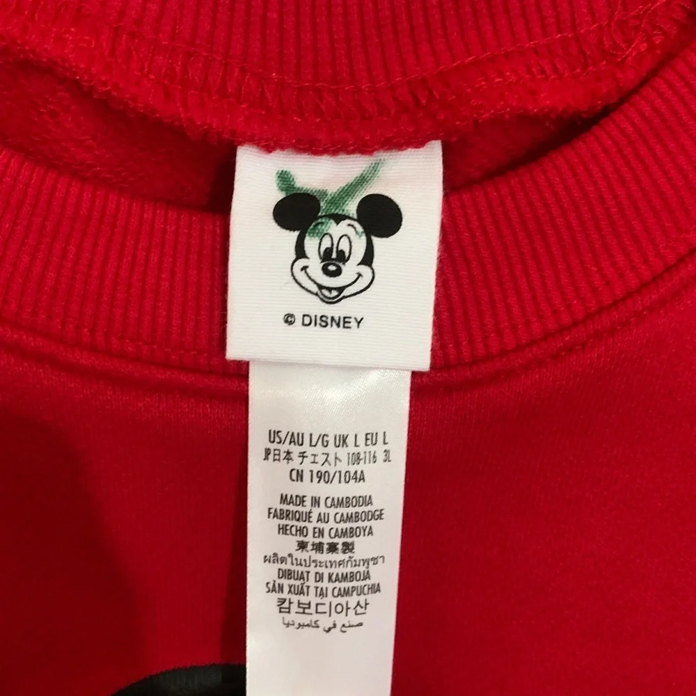 Unisex Disney Red Crewneck Sweater with Mickey Mouse - Picture 3 of 5